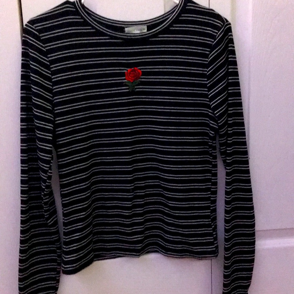 Black/White Pattern Shirt/Rose